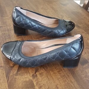 Vionic Ruby Black Quilted Heels with Low Block 9.5